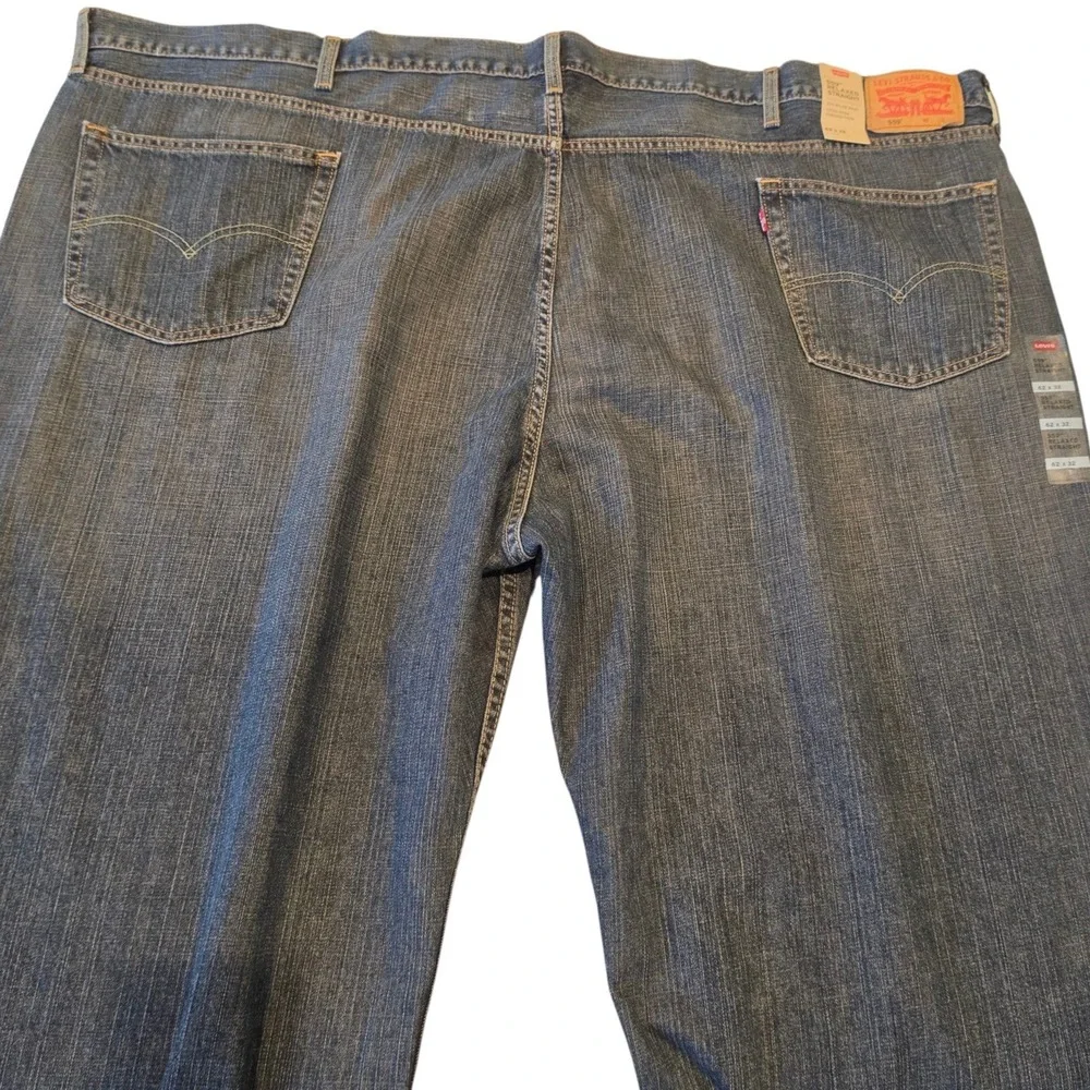 Levis Mens 559 Relaxed Straight Jeans Dark Wash Blue Denim Big & Tall 62x32